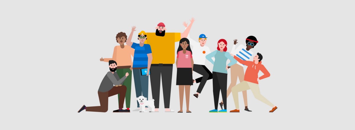 An illustration of a diverse and inclusive team from Microsoft Teams
